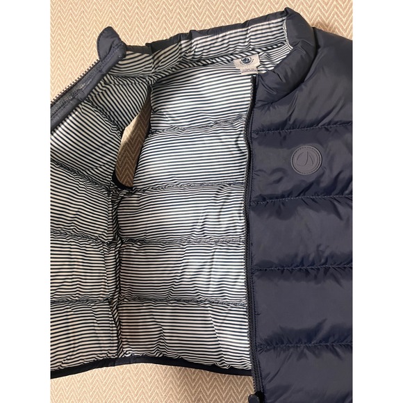 Petit Bateau Navy Blue Baby Puffer Vest Nautical Striped Lined Sleeveless - Picture 7 of 7
